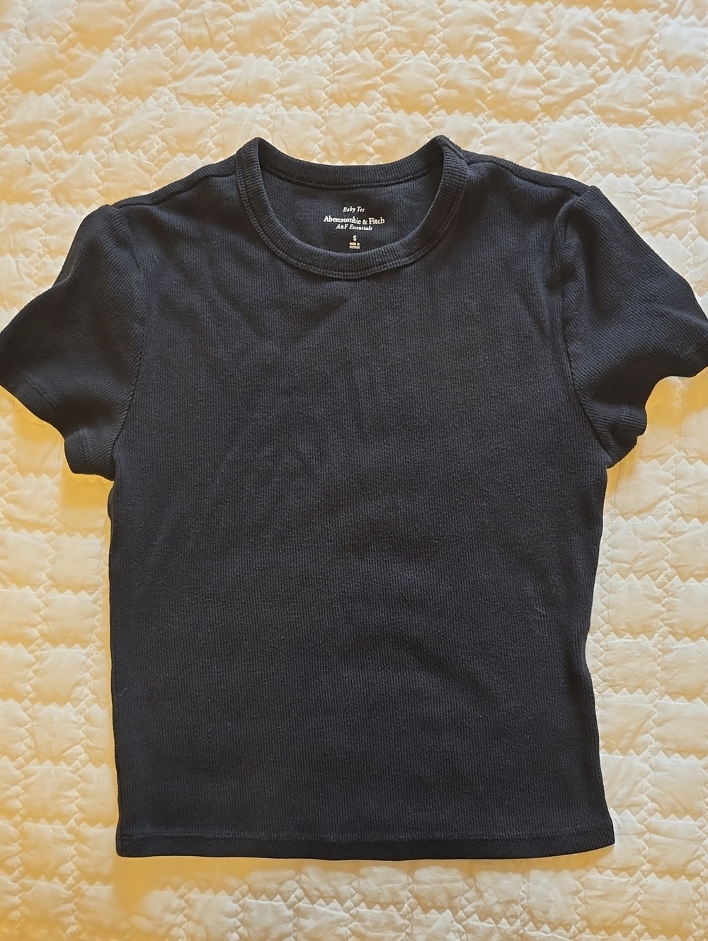 Abercrombie & Fitch Womens Black Short Sleeve Ribbed Tee